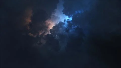 3D rendering of thunderclouds with bright lightning flashes Stock-Illustration