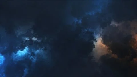 3D rendering of thunderclouds with bright lightning flashes Stock Illustration