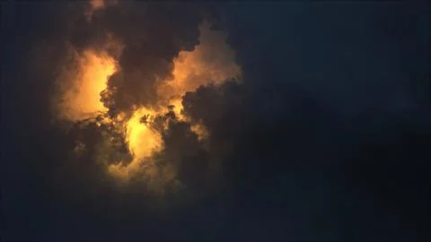 3D rendering of thunderclouds with bright lightning flashes Stock Illustration