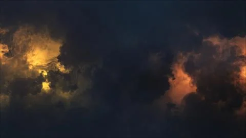 3D rendering of thunderclouds with bright lightning flashes Illustrazione stock