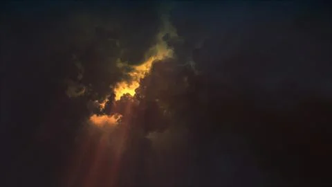 3D rendering of thunderclouds with bright lightning flashes Stock Illustration