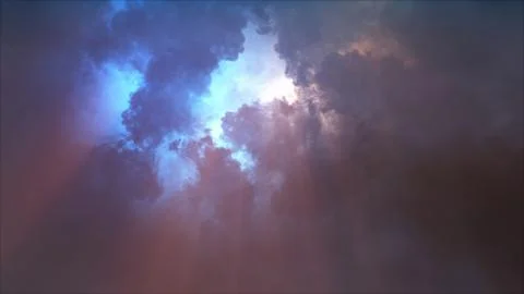 3D rendering of thunderclouds with bright lightning flashes Stock Illustration