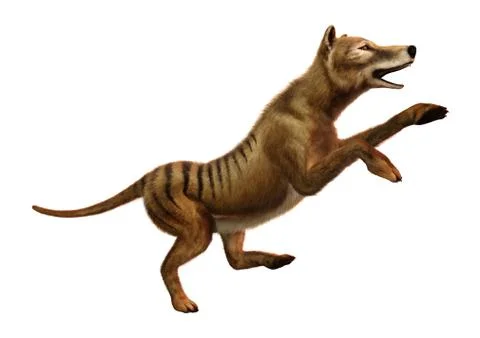 3D Rendering Thylacine on White Stock Illustration