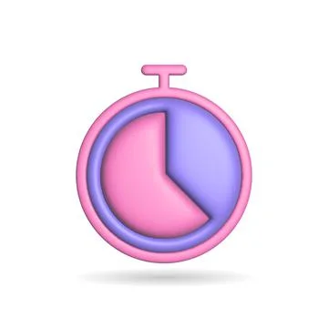 3d rendering time icon. Illustration with shadow isolated on white. Stock Photos