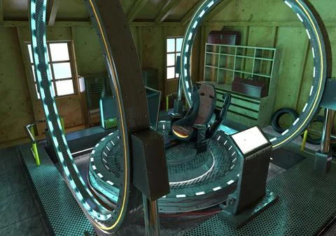 3D Rendering Time Machine 스톡 일러스트