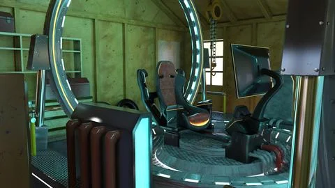 3D Rendering Time Machine Stock Illustration