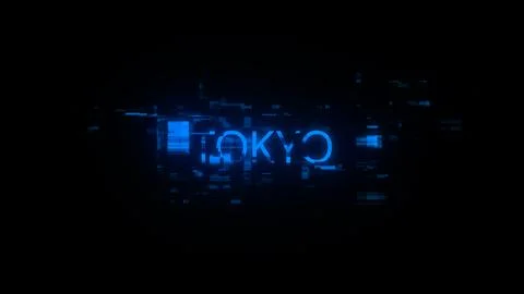 3D rendering Tokyo text with screen effects of technological glitches Stock Illustration