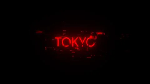 3D rendering Tokyo text with screen effects of technological glitches Stock Illustration