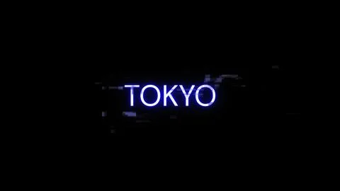 3D rendering Tokyo text with screen effects of technological glitches Stock Illustration