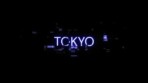 3D rendering Tokyo text with screen effects of technological glitches Stock Illustration