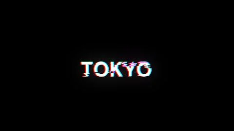 3D rendering Tokyo text with screen effects of technological glitches 库存插图