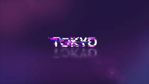 3D rendering Tokyo text with screen effects of technological glitches Stock Illustration