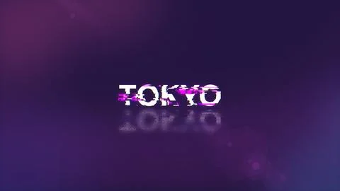 3D rendering Tokyo text with screen effects of technological glitches Stock Illustration