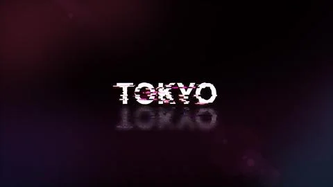3D rendering Tokyo text with screen effects of technological glitches 스톡 일러스트