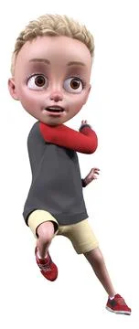 3D Rendering Toon Boy on White Stock Illustration