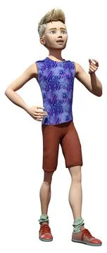 3D Rendering Toon Boy on White Stock Illustration