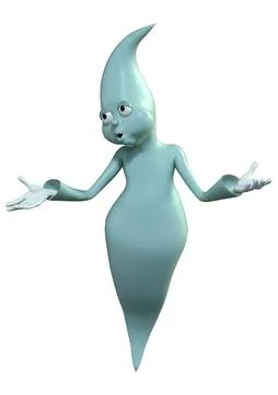 3D Rendering Toon Ghost on White Illustrazione stock