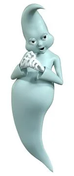 3D Rendering Toon Ghost on White Stock Illustration