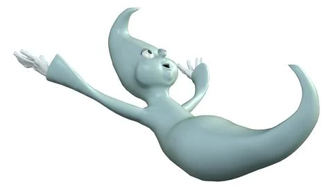 3D Rendering Toon Ghost on White Illustration