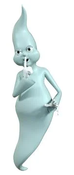 3D Rendering Toon Ghost on White Stock Illustration
