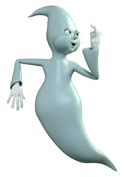 3D Rendering Toon Ghost on White Stock Illustration