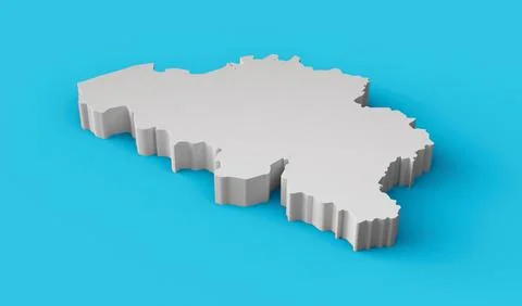 3D rendering of a topography map of Belgium isolated on a blue gradient backgrou Illustrazione stock
