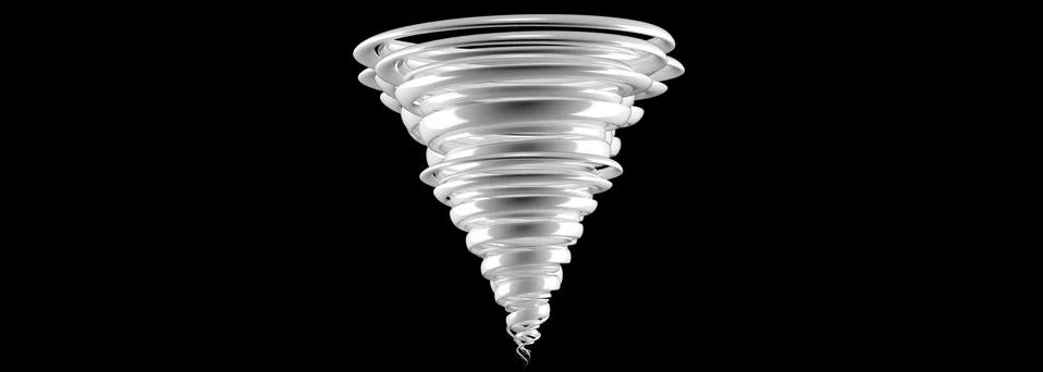 3d rendering of tornado with reflection isolated on black Stock Illustration