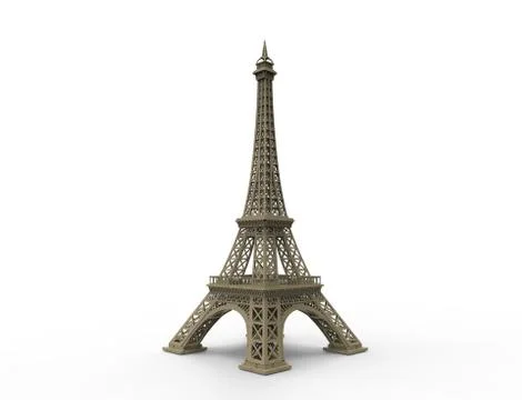 3D rendering of the tourist attraction Eiffel tower in Paris France. Stock Illustration