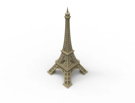 3D rendering of the tourist attraction Eiffel tower in Paris France. Stock Illustration