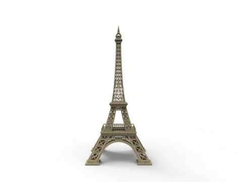 3D rendering of the tourist attraction Eiffel tower in Paris France. Illustrazione stock