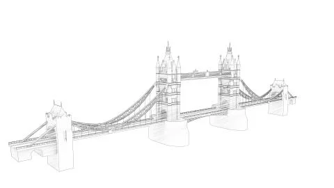 3d rendering of the Tower bridge in London isolated Ilustración de archivo