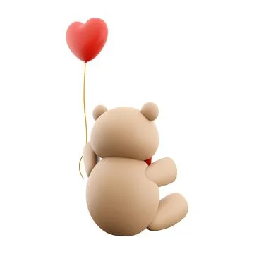 3d rendering toy bear with heart on hand icon. 3d render teddy bear icon with Stock Illustration