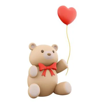 3d rendering toy bear with heart on hand icon. 3d render teddy bear icon with Stock-Illustration