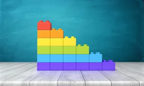 3d rendering of a toy building blocks arranged into rainbow colored stars on top Stock Illustration
