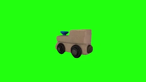 3D rendering of a toy train moving on a bright green background Stock-Footage 303594592