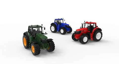 3D rendering of a tractor computer model machinery agriculture tool isolated on Stock Illustration
