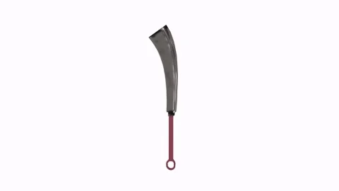 3D rendering of a traditional curved knife with a red handle Stock Footage 297584527