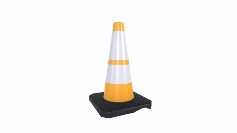 3D rendering of a traffic cone on a black base in a studio setting Stockbeeldmateriaal 287882501