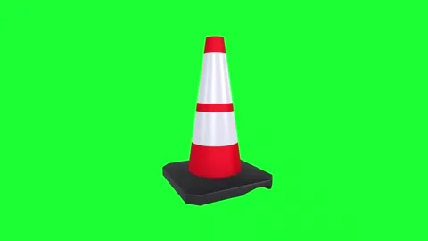 3D rendering of a traffic cone on a bright green background 스톡 동영상 287882529