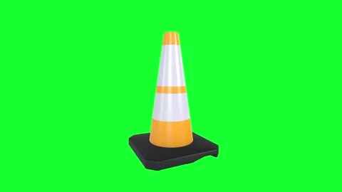 3D rendering of a traffic cone on a green background Stock Footage 287882530