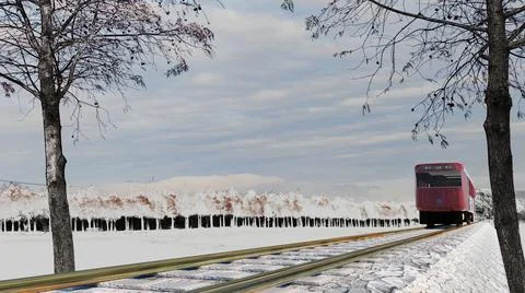 The 3d rendering of train with nice background. Chinese characters mean The d イラスト素材