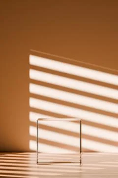 3D rendering of transparent podium for product presentation in room Stock Illustration