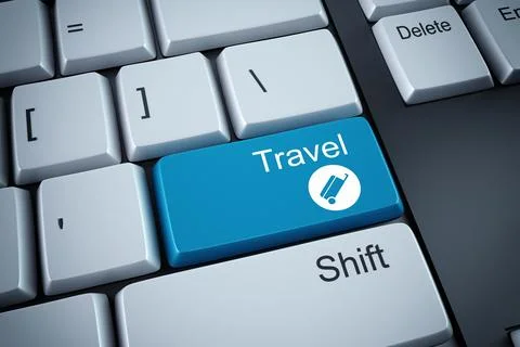 3D rendering of travel keyboard Stock Illustration