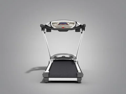 3d rendering treadmill or running machine on grey background Stock Illustration