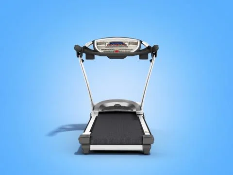 3d rendering treadmill or running machine on blue background Stock Illustration