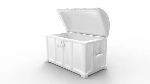 3D rendering of a treasure chest storage open isolated on white background Stock Illustration