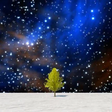 3d rendering tree in full leaf in winter  against sky Stock Illustration