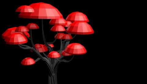 3D rendering tree illustration on black background Stock Illustration