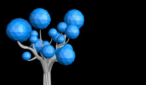 3D rendering tree illustration on black background Stock Illustration