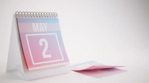 3D Rendering Trendy Colors Calendar on White Background - may 2 스톡 일러스트